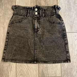 Black denim mini skirt